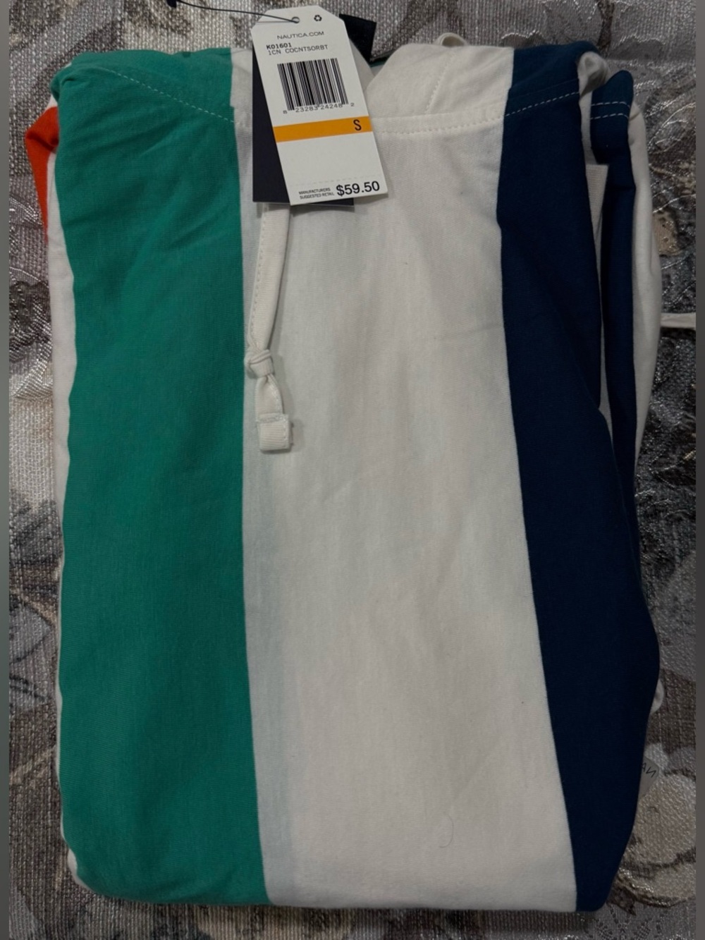 Nautica Hooded Striped Tunic in Teal, White & Navy
